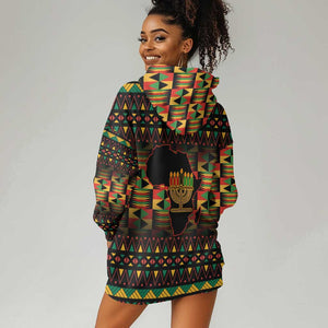 Kwanzaa Festival Hoodie Dress with Kinara Candles and African Pattern