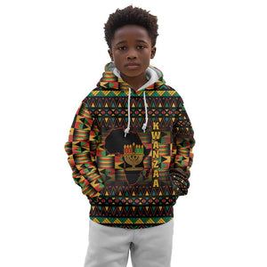 Kwanzaa Festival Kid Hoodie with Kinara Candles and African Pattern