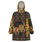 Kwanzaa Festival KId Wearable Blanket Hoodie with Kinara Candles and African Pattern