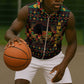 Kwanzaa Festival Sleeveless Zip Hoodie with Kinara Candles and African Pattern - African Pride