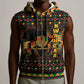 Kwanzaa Festival Sleeveless Zip Hoodie with Kinara Candles and African Pattern - African Pride