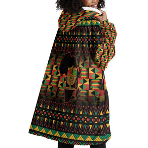 Kwanzaa Festival Wearable Blanket Hoodie with Kinara Candles and African Pattern