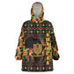 Kwanzaa Festival Wearable Blanket Hoodie with Kinara Candles and African Pattern