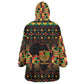 Kwanzaa Festival Wearable Blanket Hoodie with Kinara Candles and African Pattern