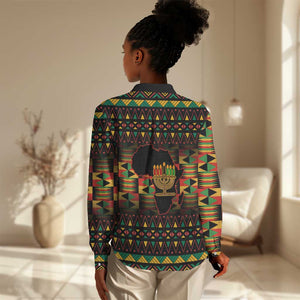 Kwanzaa Festival Women Casual Shirt with Kinara Candles and African Pattern LT01