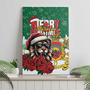 Morocco Christmas Canvas Wall Art Santa Lion With Rose Xmas Vibe
