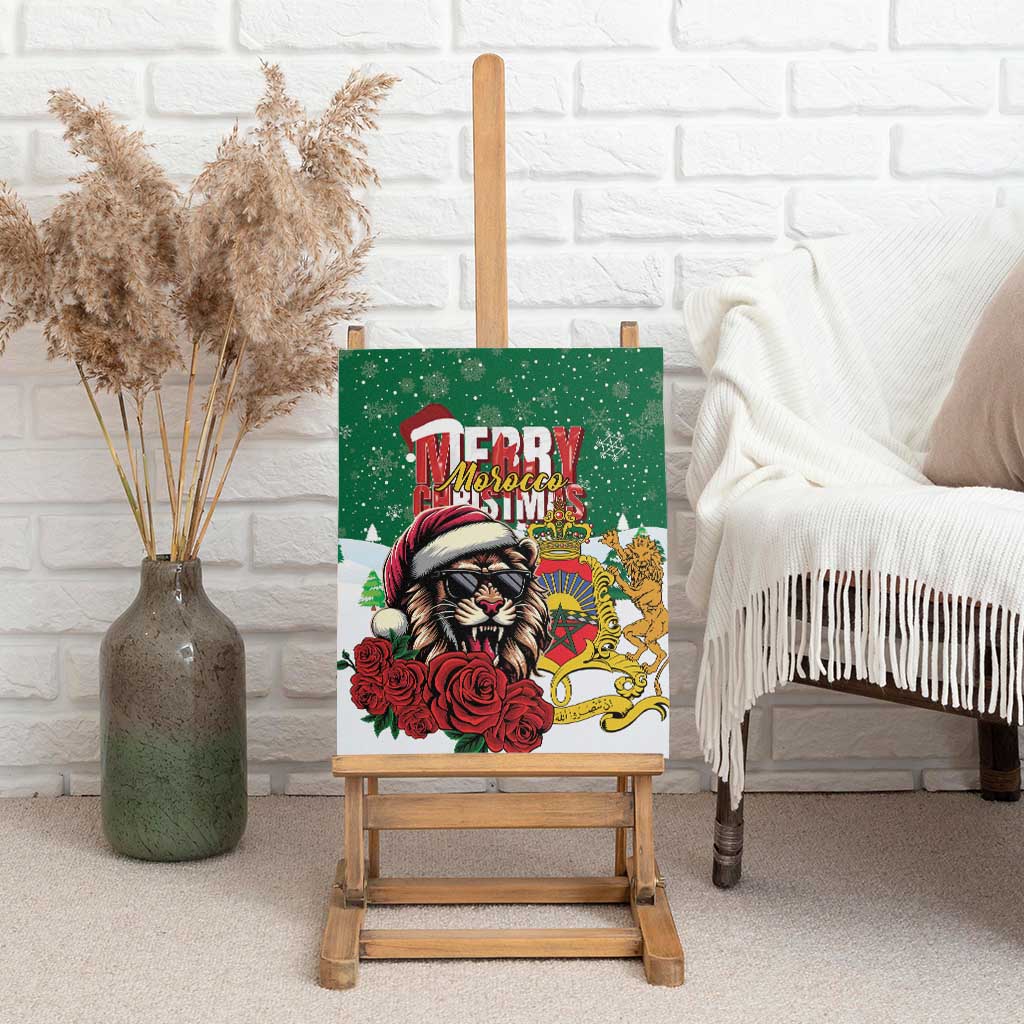 Morocco Christmas Canvas Wall Art Santa Lion With Rose Xmas Vibe