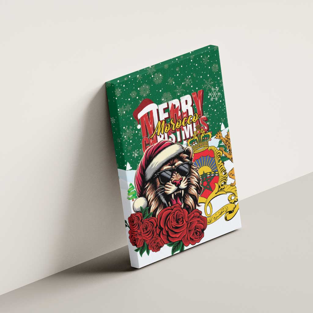 Morocco Christmas Canvas Wall Art Santa Lion With Rose Xmas Vibe