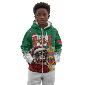 Morocco Christmas Kid Hoodie Santa Lion With Rose Xmas Vibe