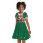 Morocco Christmas Kid Short Sleeve Dress Santa Lion With Rose Xmas Vibe