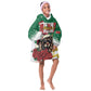 Morocco Christmas Kid Wearable Blanket Hoodie Santa Lion With Rose Xmas Vibe