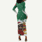 Morocco Christmas Long Sleeve Bodycon Dress Santa Lion With Rose Xmas Vibe LT01