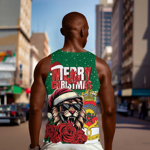 Morocco Christmas Men Tank Top Santa Lion With Rose Xmas Vibe