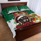 Morocco Christmas Quilt Bed Set Santa Lion With Rose Xmas Vibe