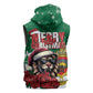 Morocco Christmas Sleeveless Zip Hoodie Santa Lion With Rose Xmas Vibe - African Pride