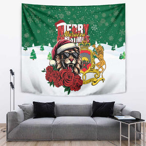 Morocco Christmas Tapestry Santa Lion With Rose Xmas Vibe