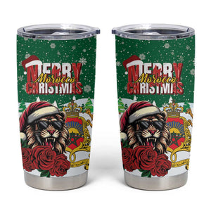 Morocco Christmas Tumbler Cup Santa Lion With Rose Xmas Vibe