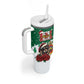 Morocco Christmas Tumbler With Handle Santa Lion With Rose Xmas Vibe