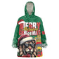 Morocco Christmas Wearable Blanket Hoodie Santa Lion With Rose Xmas Vibe