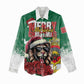 Morocco Christmas Women Casual Shirt Santa Lion With Rose Xmas Vibe LT01