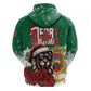 Morocco Christmas Zip Hoodie Santa Lion With Rose Xmas Vibe