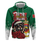Morocco Christmas Zip Hoodie Santa Lion With Rose Xmas Vibe