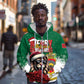 Morocco Christmas Zip Hoodie Santa Lion With Rose Xmas Vibe