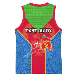 Custom Eritrea Basketball Jersey with Eritrean Emblem Flag and African Pattern Design - African Pride