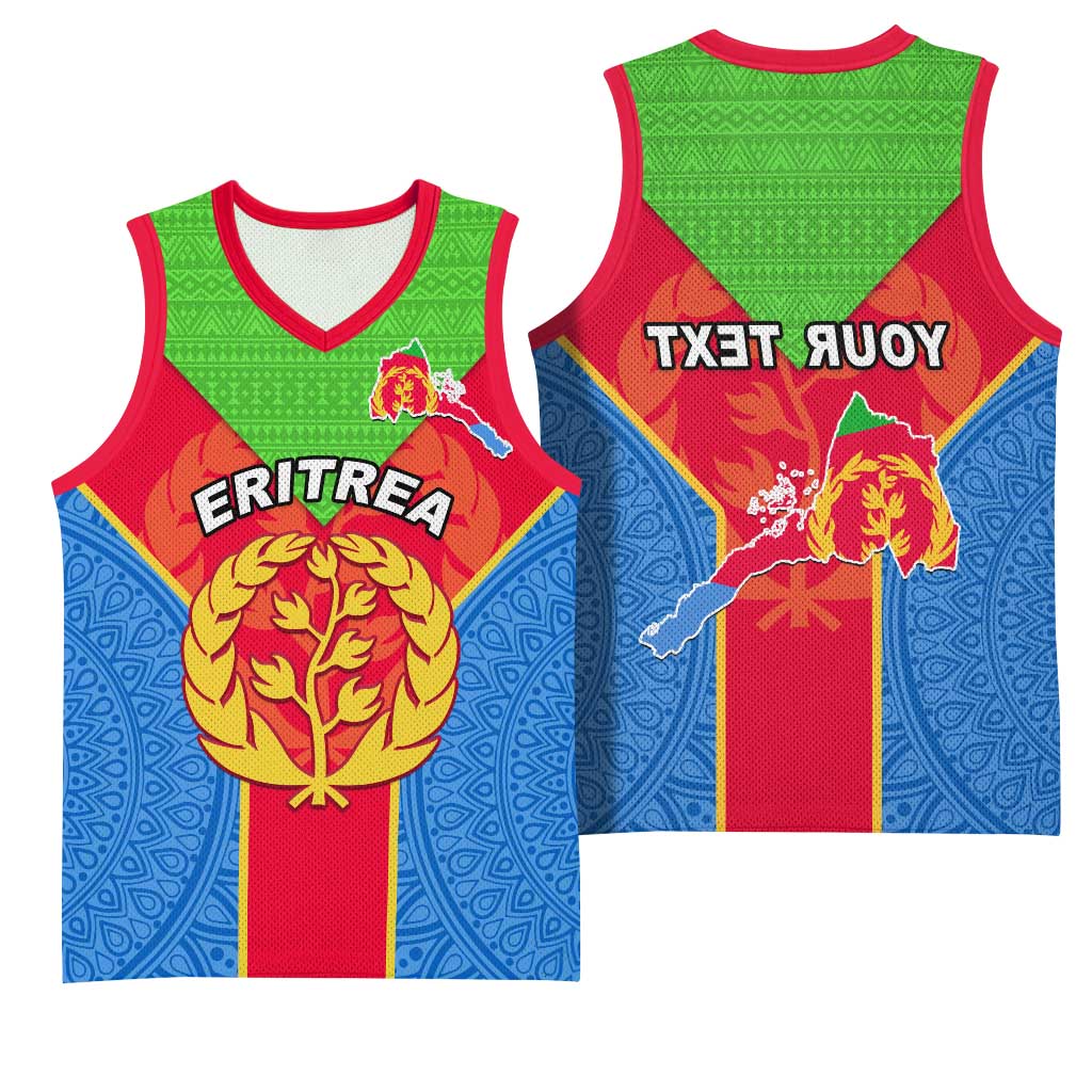 Custom Eritrea Basketball Jersey with Eritrean Emblem Flag and African Pattern Design - African Pride