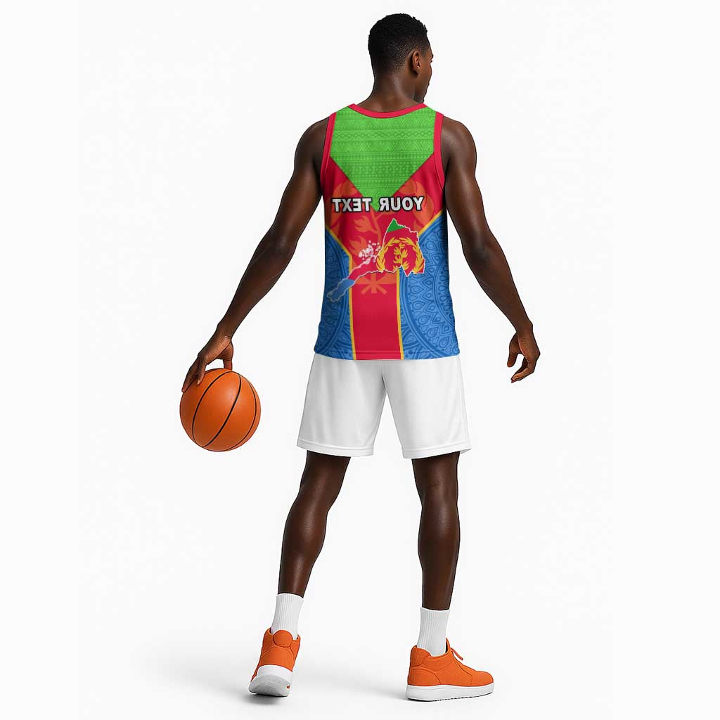 Custom Eritrea Basketball Jersey with Eritrean Emblem Flag and African Pattern Design - African Pride