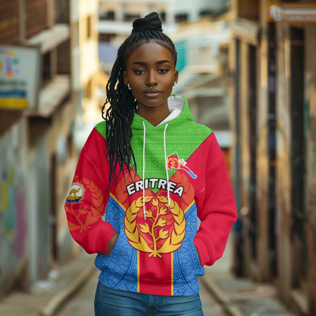 Custom Eritrea Hoodie with Eritrean Emblem Flag and African Pattern Design