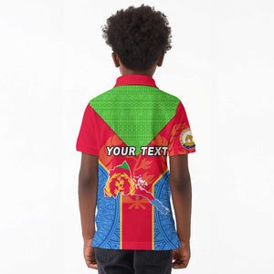 Custom Eritrea Kid Polo Shirt with Eritrean Emblem Flag and African Pattern Design