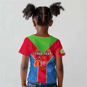 Custom Eritrea Kid T shirt with Eritrean Emblem Flag and African Pattern Design