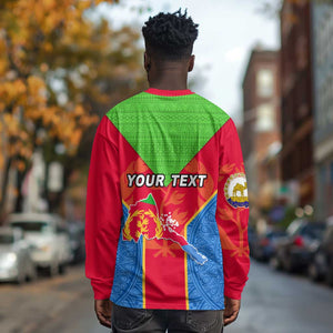 Custom Eritrea Long Sleeve Shirt with Eritrean Emblem Flag and African Pattern Design LT01