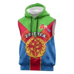 Custom Eritrea Sleeveless Hoodie with Eritrean Emblem Flag and African Pattern Design - African Pride