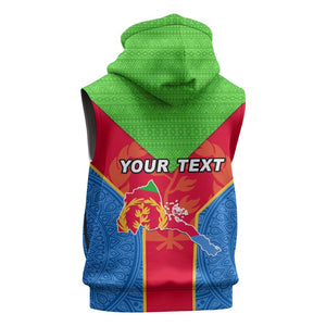 Custom Eritrea Sleeveless Zip Hoodie with Eritrean Emblem Flag and African Pattern Design - African Pride