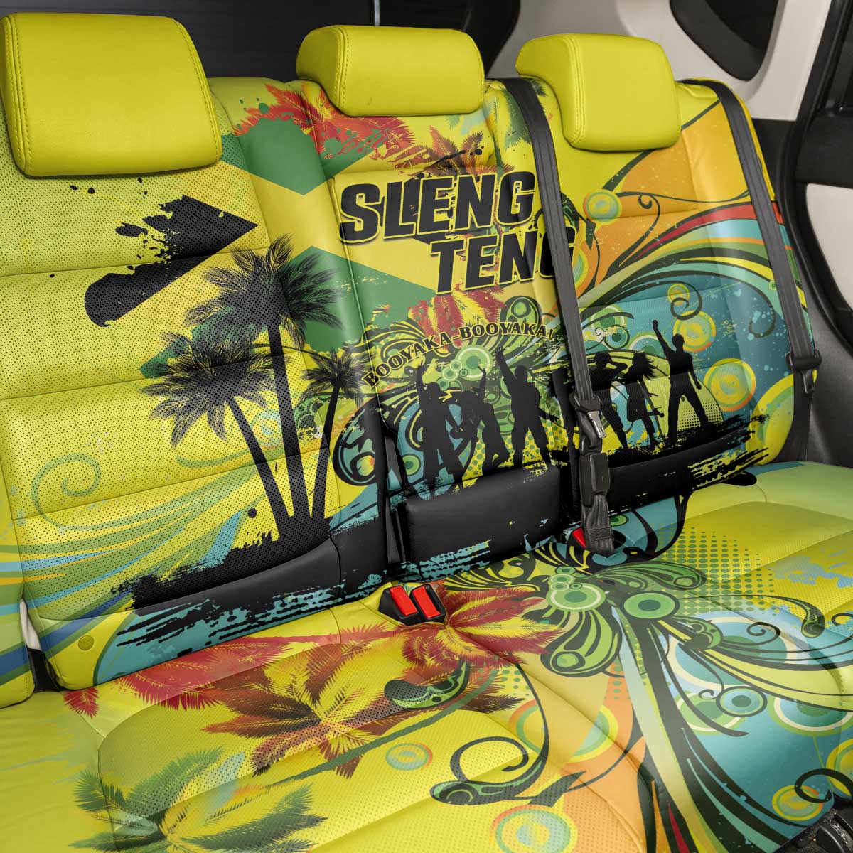 Jamaica Sleng Teng Riddim Back Car Seat Cover Booyaka Booyaka - African Pride