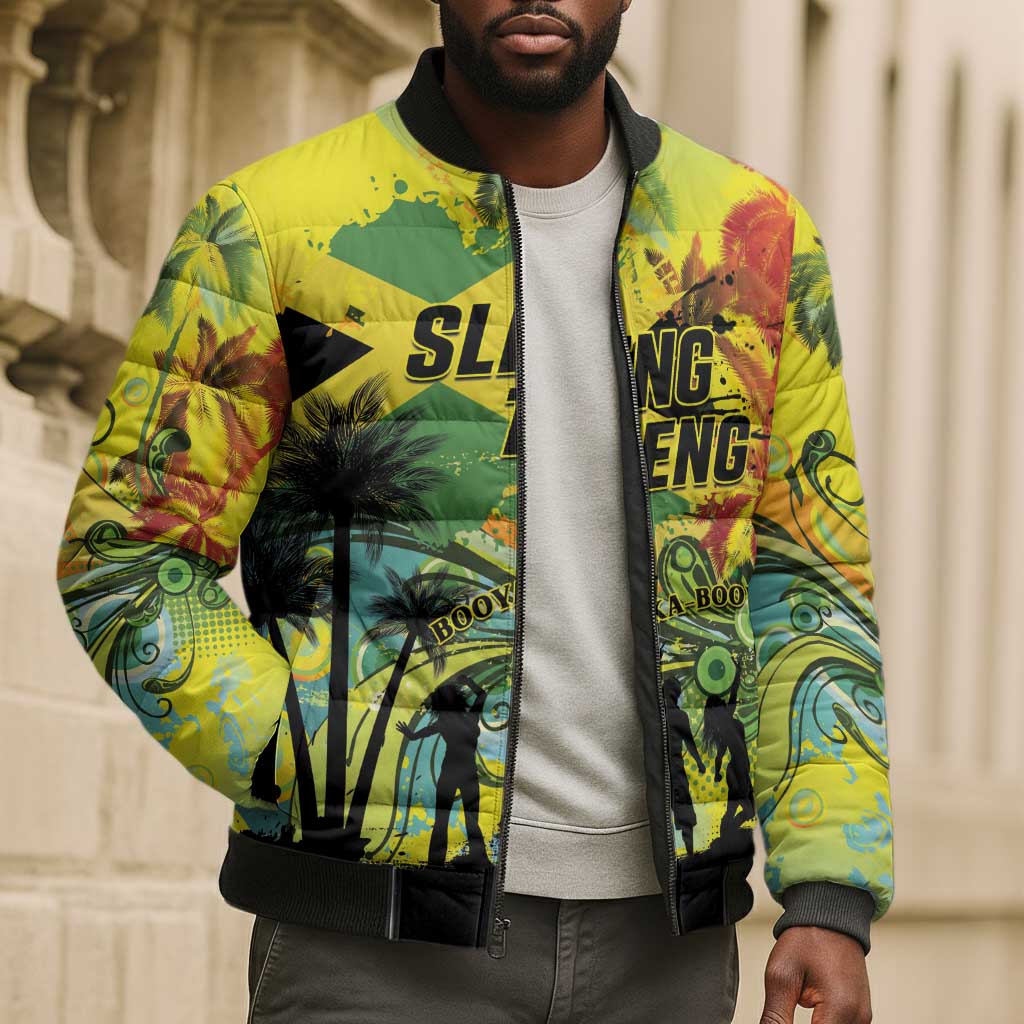 Personalized Jamaica Sleng Teng Riddim Bomber Puffer Jacket Booyaka Booyaka