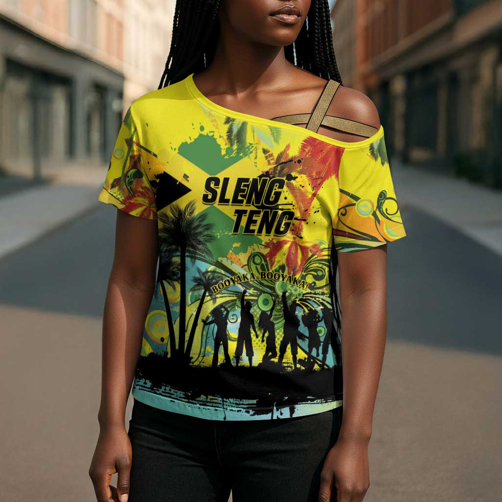 Personalized Jamaica Sleng Teng Riddim Cross Shoulder Shirt Booyaka Booyaka