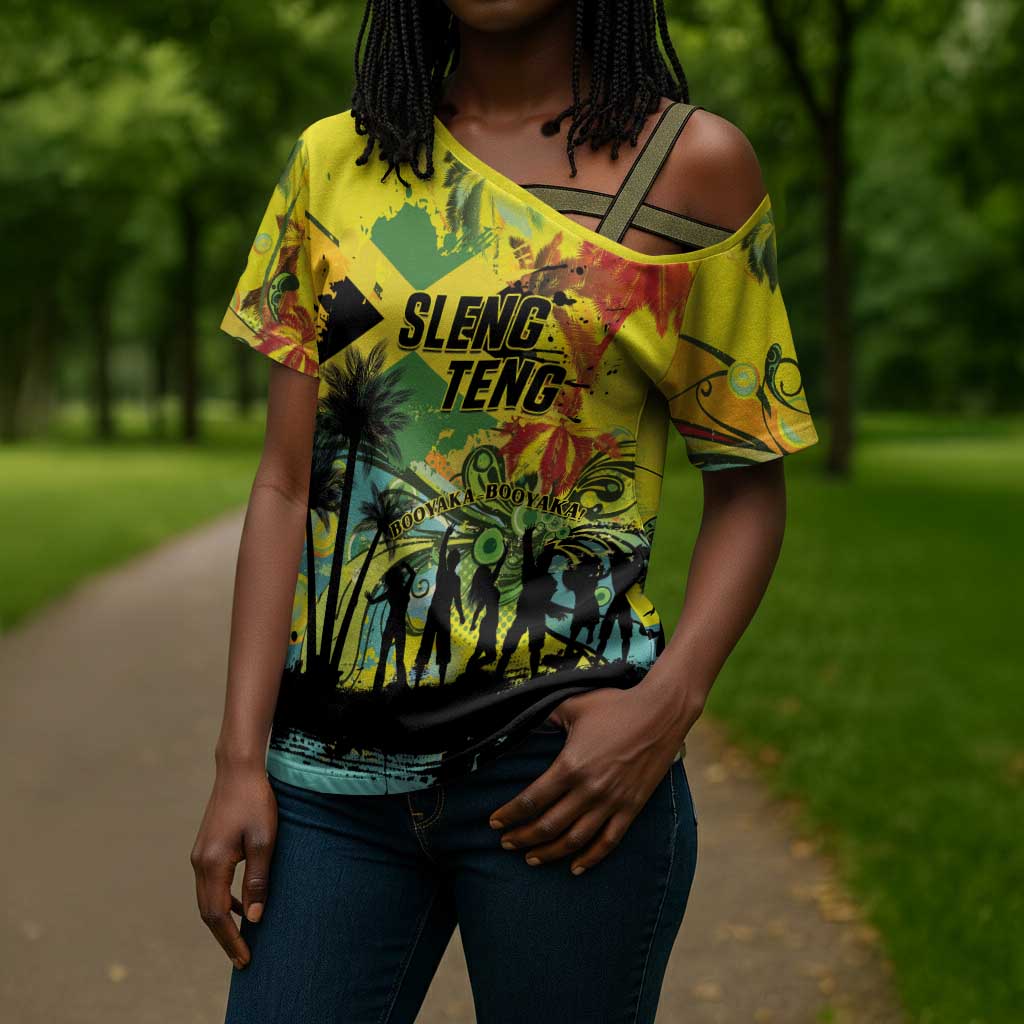 Personalized Jamaica Sleng Teng Riddim Cross Shoulder Shirt Booyaka Booyaka