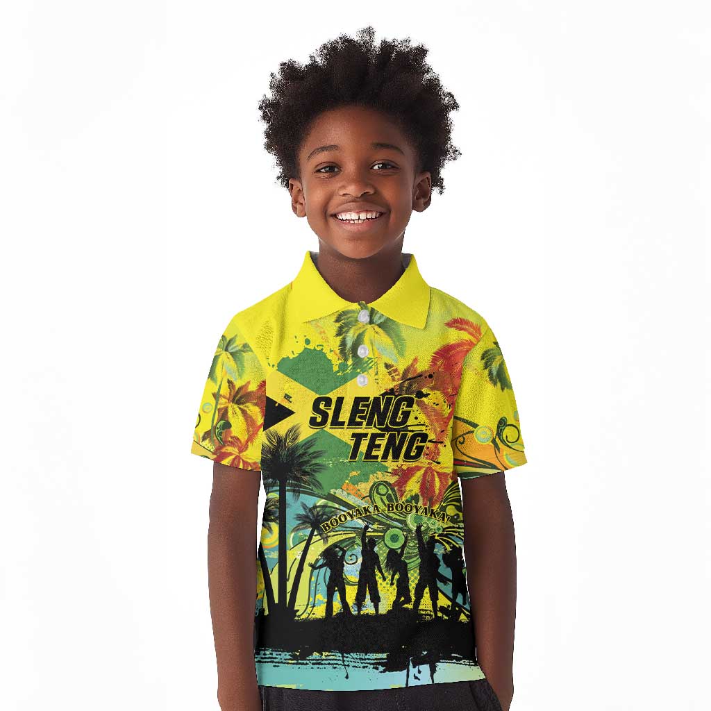 Personalized Jamaica Sleng Teng Riddim Kid Polo Shirt Booyaka Booyaka - African Pride