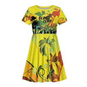 Personalized Jamaica Sleng Teng Riddim Kid Short Sleeve Dress Booyaka Booyaka - African Pride