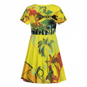 Personalized Jamaica Sleng Teng Riddim Kid Short Sleeve Dress Booyaka Booyaka - African Pride