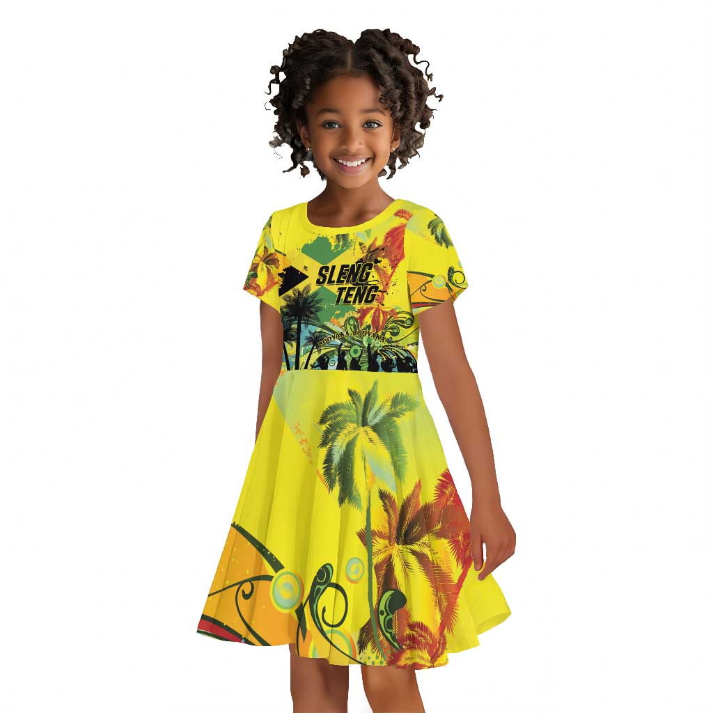 Personalized Jamaica Sleng Teng Riddim Kid Short Sleeve Dress Booyaka Booyaka - African Pride