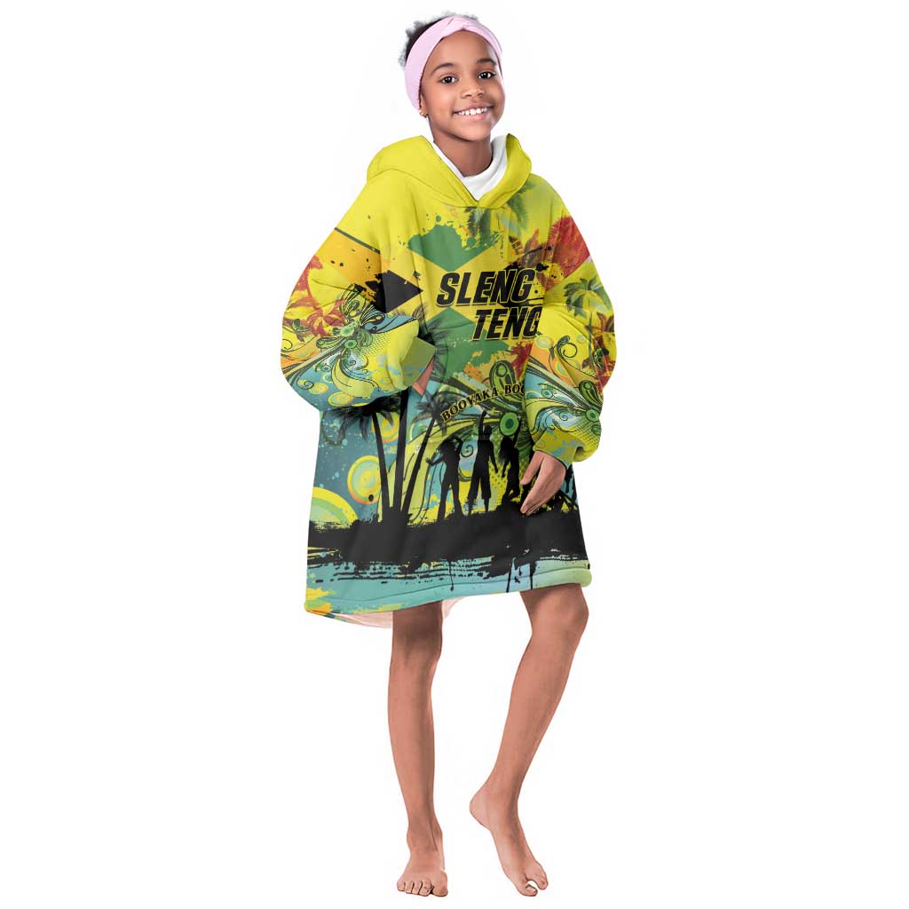 Personalized Jamaica Sleng Teng Riddim Kid Wearable Blanket Hoodie Booyaka Booyaka - African Pride