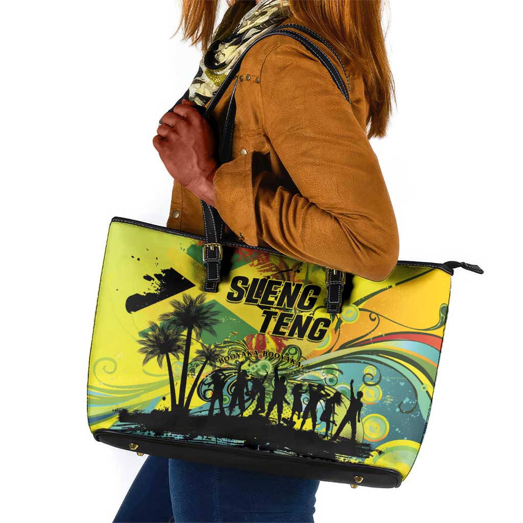 Jamaica Sleng Teng Riddim Leather Tote Bag Booyaka Booyaka - African Pride