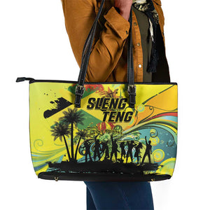 Jamaica Sleng Teng Riddim Leather Tote Bag Booyaka Booyaka - African Pride