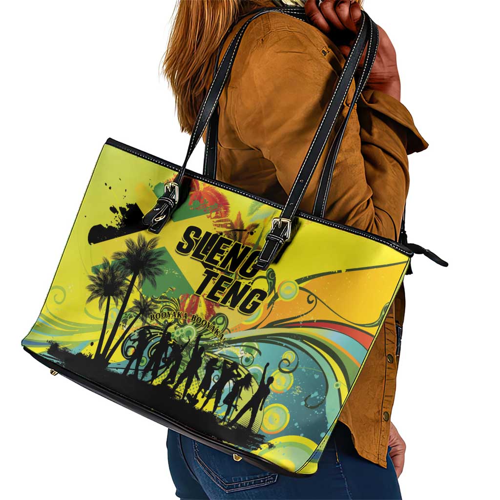 Jamaica Sleng Teng Riddim Leather Tote Bag Booyaka Booyaka - African Pride