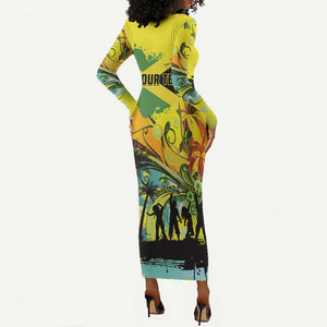 Personalized Jamaica Sleng Teng Riddim Long Sleeve Bodycon Dress Booyaka Booyaka - African Pride