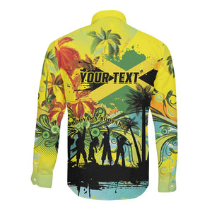 Personalized Jamaica Sleng Teng Riddim Long Sleeve Button Shirt Booyaka Booyaka - African Pride